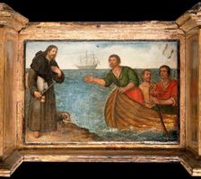 Predella with three scenes of Saint Roch, and figures of Saint Peter, Christ as..., c1580?- 1620?. Creator: Unknown