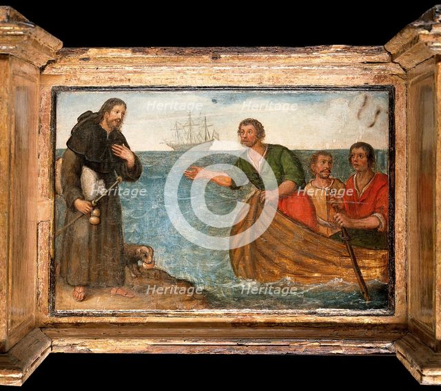 Predella with three scenes of Saint Roch, and figures of Saint Peter, Christ as..., c1580?- 1620?. Creator: Unknown.