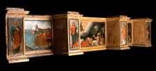 Predella with three scenes of St Roch, and figures of St Peter, Christ as Salvator Mundi... Creator: Unknown