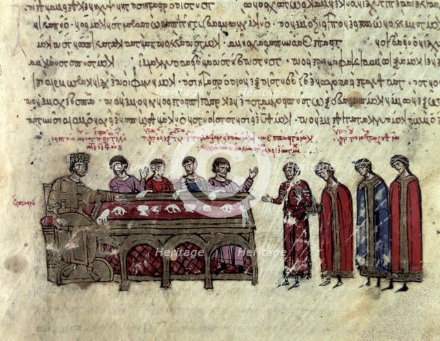 Prediction on the Emperor Michael II, Miniature in 'Scylitzes Matritensis' (facsimile edition of …