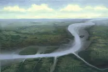 Prehistoric Central London, looking south-west, c30 BC. Creator: Frank Gardiner