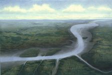 Prehistoric Central London, looking south-west, c30 BC. Creator: Frank Gardiner