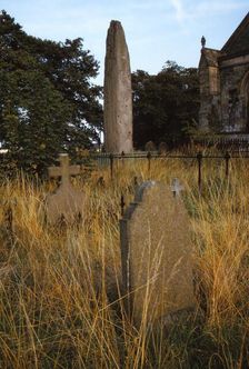 Prehistoric Monolith in Churchyard of Rudston, Humberside, UK, 20th century. Artist: CM Dixon