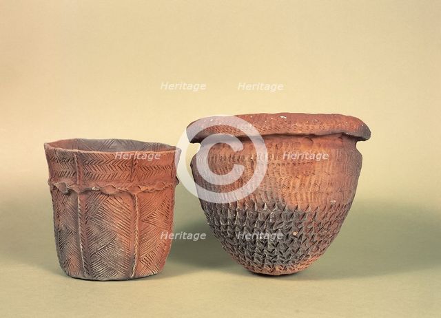 Prehistoric pottery bowl. Creator: Unknown.