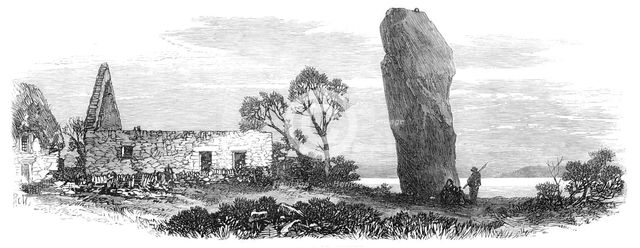 Prehistoric Remains in Jersey: the Menhir le Quesnel, 1870. Creator: Unknown.