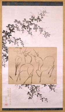 Preliminary Drawing of Three Deer Mounted on a Hanging-scroll..., 19th century (painting). Creator: Ogata Korin