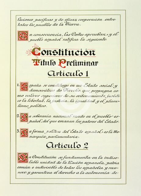 Preliminary Title, Article 1 of the Spanish Constitution of 1978.