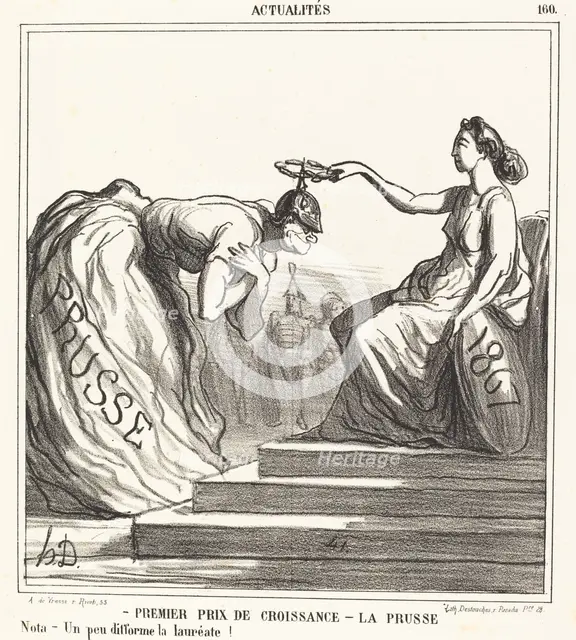 Premier prix de croissance - La Prusse, 1867. Creator: Honore Daumier.
