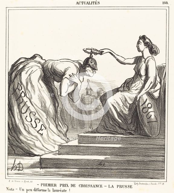 Premier prix de croissance - La Prusse, 1867. Creator: Honore Daumier.