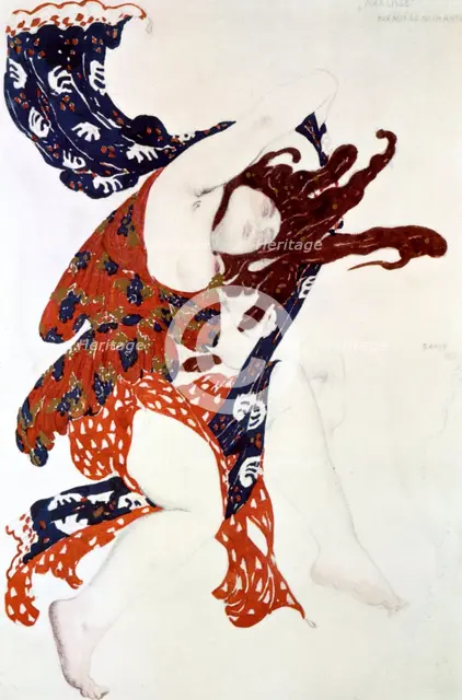 'Premiere Bacchante', costume design for a production of Tcherepnin's Narcisse, 1911. Artist: Leon Bakst