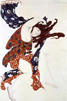 Premiere Bacchante costume design for a production of Tcherepnin's Narcisse, 1911. Artist: Leon Bakst