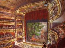 Premiere of the opera Walküre, act III, at the Gran Teatre del Liceu, Barcelona, 1899