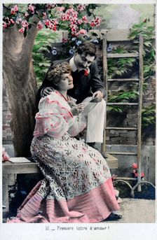 Premiere Love Letter vintage French postcard, c1900