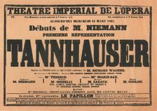 Premiere Poster for the opera Tannhäuser by Richard Wagner in the Opéra de Paris, 1861