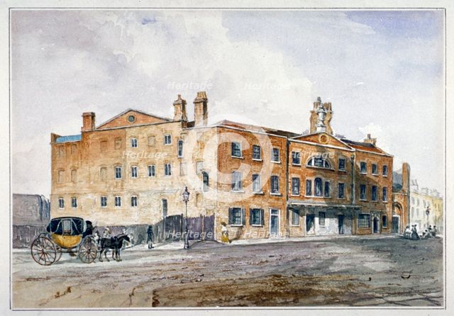 Premises of George March, licensed rectifier, in Cobham Row, Holborn, London, c1830. Artist: Anon