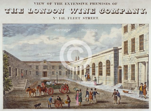 Premises of the London Wine Company at no 141 Fleet Street, City of London, 1830. Artist: Anon