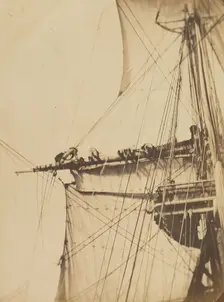 Prenant un Ris à Bord de L'Astrée, 1871. Creator: Félix Auguste Leclerc