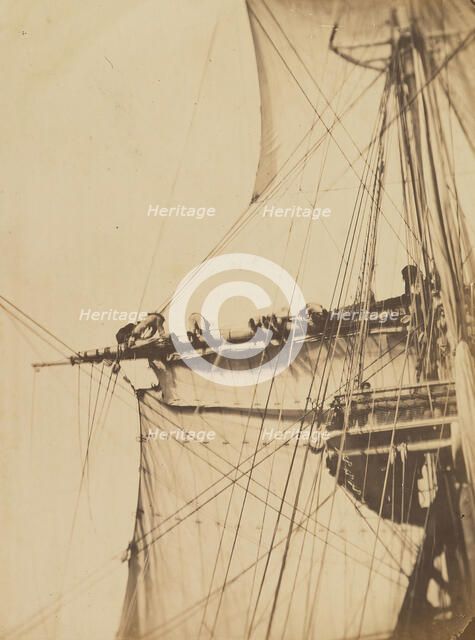 Prenant un Ris à Bord de L'Astrée, 1871. Creator: Félix Auguste Leclerc.