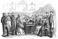 Presentation of medals to Garibaldi's veterans in the Grand Square, Naples, 1860. Creator: Unknown