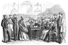 Presentation of medals to Garibaldi's veterans in the Grand Square, Naples, 1860. Creator: Unknown