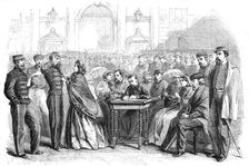 Presentation of medals to Garibaldi's veterans in the Grand Square, Naples, 1860. Creator: Unknown