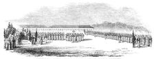 Presentation of New Colours to the 28th Regiment, Bengal Native Infantry, at Umballah, 1856. Creator: Unknown