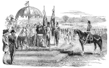 Presentation of New Colours to the South Lincoln Militia, at Grantham, 1854. Creator: Unknown