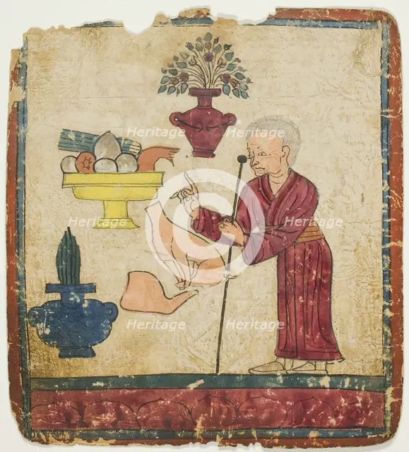 Presentation of Offerings, from a Set of Initiation Cards (Tsakali), 14th/15th century. Creator: Unknown.