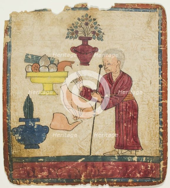 Presentation of Offerings, from a Set of Initiation Cards (Tsakali), 14th/15th century. Creator: Unknown.