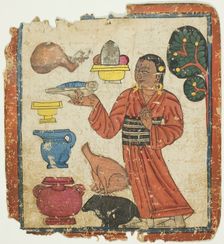 Presentation of Offerings, from a Set of Initiation Cards (Tsakali), 14th/15th century. Creator: Unknown