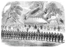 Presentation of a silver bugle by Lady Duff Gordon to the 6th Surrey (Esher) Volunteer..., 1860. Creator: Unknown