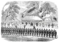 Presentation of a silver bugle by Lady Duff Gordon to the 6th Surrey (Esher) Volunteer..., 1860. Creator: Unknown