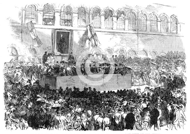 Presentation of a testimonial to Mr. W. F. Dixon, by the workpeople of James Dixon and Sons, 1870. Creator: Unknown.