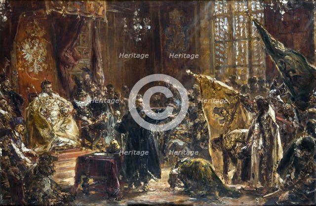 Presentation of Czar Vasili Shuisky by the hetman Stanislaw Zolkiewski at the Warsaw Sejm in 1611, 1