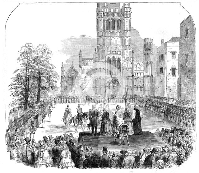Presentation of Colours to the Cambridgeshire Militia, at Ely, 1854. Creator: Unknown.