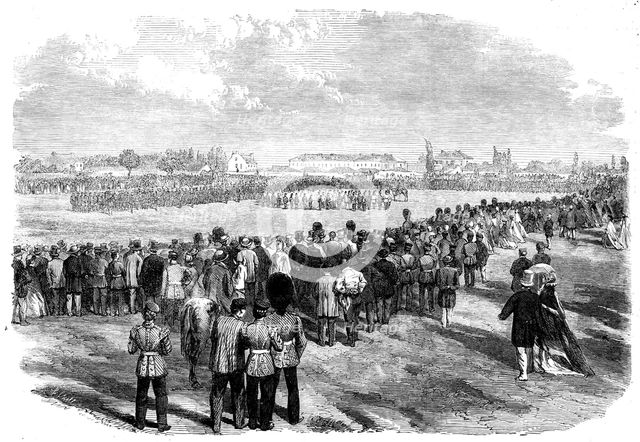 Presentation of Colours to the Victoria Rifles at Montreal, Canada, 1862. Creator: E. Skill.