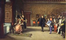 Presentation of D. John of Austria to the Emperor Charles V at Yuste, oil of 1869