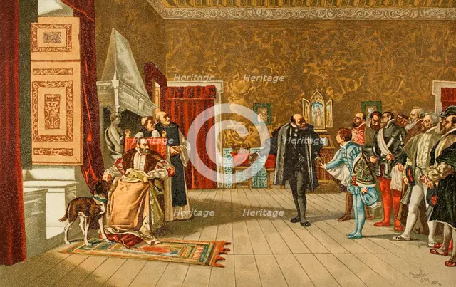 Presentation of John of Austria to Emperor Charles V at Yuste, 16th century, (1890).  Creator: Unknown.