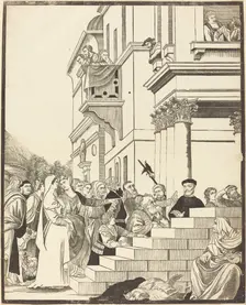 Presentation of the Virgin in the Temple [center plate], 1742. Creator: John Baptist Jackson