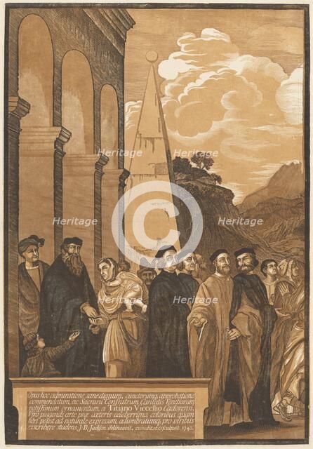 Presentation of the Virgin in the Temple (Left Panel), 1742. Creator: John Baptist Jackson.