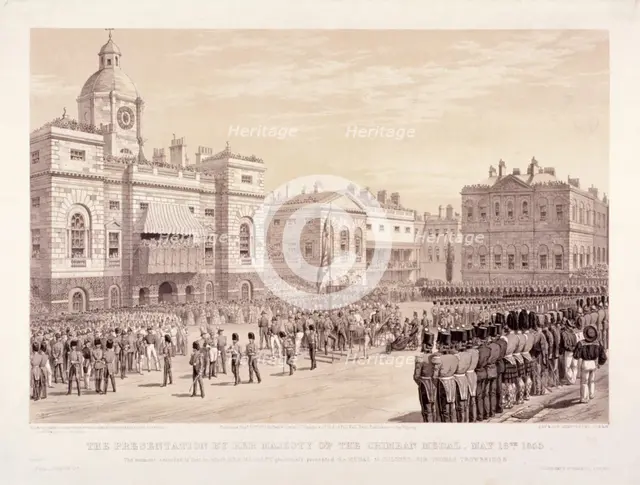 Presentation of the Crimean Medal by Queen Victoria to Colonel Sir Thomas Trowbridge, May 18th 1855. Artist: Thomas Picken