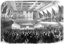 Presentation of the Freedom of the City of Glasgow to the Rt. Hon. W.E. Gladstone...City Hall, 1865. Creator: Unknown