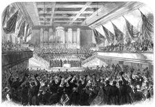 Presentation of the Freedom of the City of Glasgow to the Rt. Hon. W.E. Gladstone...City Hall, 1865. Creator: Unknown