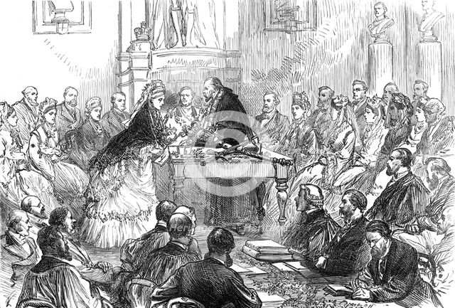 Presentation of the Freedom of the City of London to Baroness Burdett Coutts, 1872. Creator: Unknown.