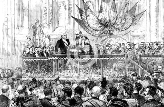 Presentation of the Freedom of the City of London to Mr. Stanley at Guildhall, 1890. Creator: P Naumann.