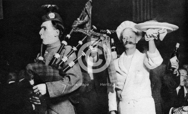 Presentation of the haggis at a Caledonian banquet, London, 1926-1927. Artist: Unknown