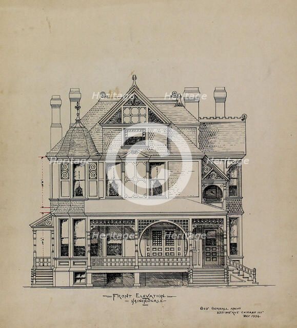 Presentation Design Drawings, Residence for Dr. Stratford, Chicago, Illinois...December 1886. Creator: George Gorball.