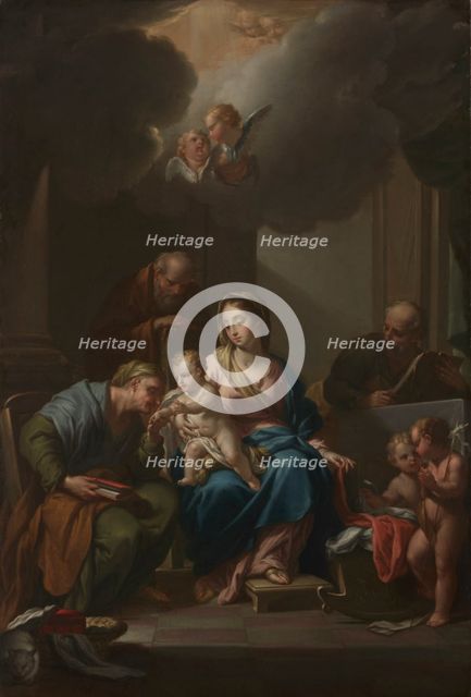 Presentation Sketch for "The Holy Family with Saints Anne, Joachim, and John the Baptist"..., c. 172 Creator: Francesco Trevisani (Italian, 1656-1746).