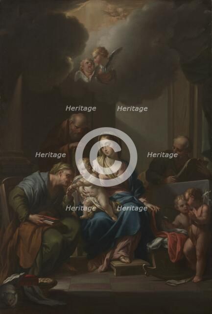 Presentation Sketch for "The Holy Family with Saints Anne, Joachim, and John the Baptist"..., c. 172 Creator: Francesco Trevisani (Italian, 1656-1746).