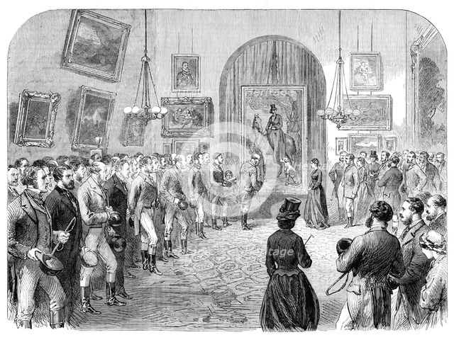 Presentation to the Countess of Yarborough of an equestrian portrait of her Ladyship..., 1864. Creator: Unknown.